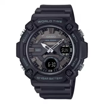 CASIO AEQ-120W-1B Męski Zegarek Analogowo-Cyfrowy Kwarcowy, 53,3 mm, Czarna Żywica