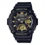 CASIO AEQ-120W-9A Zegarek męski analogowo-cyfrowy, 53,3 mm, czarna koperta z żywicy, czarny pasek z żywicy, złote akcenty