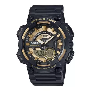 CASIO AEQ110BW-9AVDF Męski zegarek analogowo-cyfrowy, 52,2 mm, czarno-biały