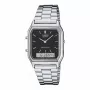 CASIO AQ-230A-1D Zegarek Unisex Analogowo-Cyfrowy, 38,8mm, Bransoleta ze Stali Nierdzewnej Srebrny, Czarna Tarcza