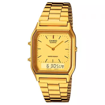 CASIO AQ-230GA-9B Zegarek Unisex Analogowo-Cyfrowy, Złoty Kolor, 38,8 mm