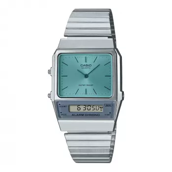 CASIO AQ-800EC-2AE Zegarek unisex analogowo-cyfrowy, 40mm, srebrny/niebieski