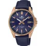 Casio Edifice EFV-150CL-2AVUEF Męski zegarek z niebieską tarczą i brązowym skórzanym paskiem
