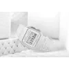 Casio F-91WS-7DF zegarek cyfrowy – przezroczysta biała koperta z żywicy, unisex, kwarcowy, podświetlenie LED, wodoszczelność 3 ATM