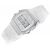 Casio F-91WS-7DF zegarek cyfrowy – przezroczysta biała koperta z żywicy, unisex, kwarcowy, podświetlenie LED, wodoszczelność 3 ATM
