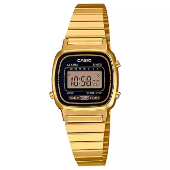 CASIO LA-670WGA-1DF Damski zegarek cyfrowy w kolorze złotym, żywica/stal nierdzewna