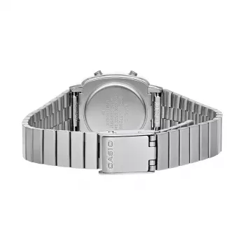 CASIO LA670WES-4AEF Zegarek cyfrowy damski - Różowo-złota tarcza, srebrna koperta i bransoleta, 24 mm