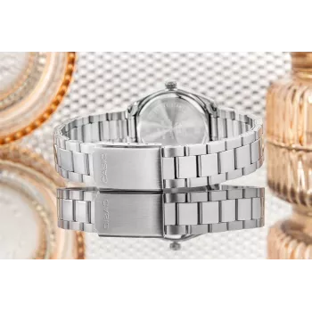 CASIO LTP1302PD7A1V Unisex Analogowy Zegarek Kwarcowy, Srebrna Stal Nierdzewna, 34.5 x 30.2 x 8.7 mm