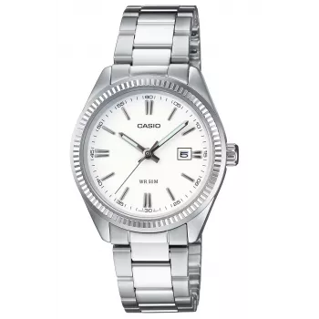 CASIO LTP1302PD7A1V Unisex Analogowy Zegarek Kwarcowy, Srebrna Stal Nierdzewna, 34.5 x 30.2 x 8.7 mm