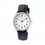 CASIO LTP1303PL7BVE Zegarek analogowy unisex - koperta ze stali nierdzewnej, czarny skórzany pasek, wodoszczelność 50 m