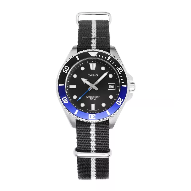 Casio MDV-10C-1A2VEF Męski Zegarek Nurek Czarny Stal Nierdzewna Żywica