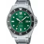 CASIO MDV107D3A2VDF Męski Zegarek Analogowy Kwarcowy, 42mm Stal Nierdzewna, Zielona Tarcza, Wodoszczelność 200m