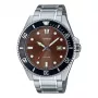CASIO MDV107D5AVDF Męski Zegarek Analogowy Kwarcowy, 42 mm, Brązowa Tarcza, Srebrna Bransoleta Stalowa