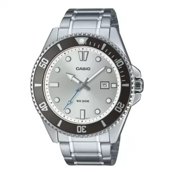 CASIO MDV107D7AVDF Męski zegarek nurkowy 44,2 mm Stal nierdzewna Biała tarcza
