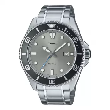 CASIO MDV107D8AVDF Męski Zegarek Analogowy Kwarcowy, 49,5mm Stal Nierdzewna, Czarna Tarcza