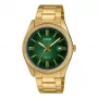 Zegarek męski Casio MTP-1302PGC-3AVEF Analogowy Kwarcowy, Bransoleta ze stali szlachetnej w kolorze złotym, Zielona tarcza