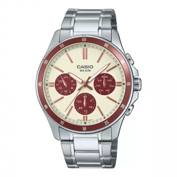 Zegarek męski Casio MTP1374D5A2VD analogowy ze stali nierdzewnej, brązowa tarcza, dzień i data