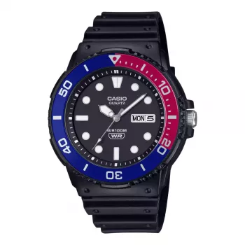 Zegarek męski CASIO MRW-230H-1E2 Analogowy Kwarcowy z Paskiem Żywicznym, Koperta 47,9 mm, Czarna Tarcza, Wodoodporność 100 m