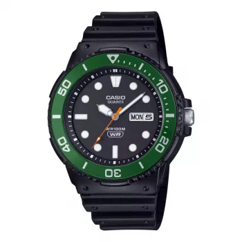 Zegarek męski CASIO MRW-230H-1E3 Analogowy Kwarcowy z Czarną Tarczą i Czarnym Paskiem Żywicznym, Koperta 47,9mm