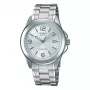 Zegarek męski Casio MTP-1215A-7A analogowy kwarcowy ze stalową bransoletą, srebrną tarczą, kopertą 38,4 mm, datownikiem i dniem tygodnia, wodoszczelnością 50 m