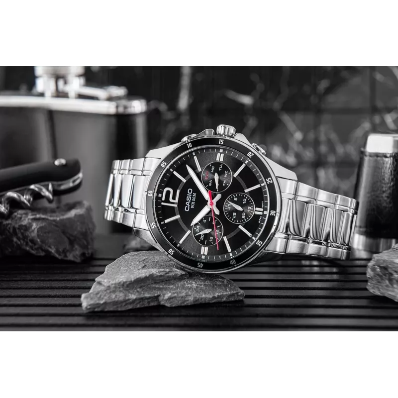 Zegarek męski Casio MTP-1374D-1AV Analogowy Kwarcowy Stal nierdzewna 43,5 mm