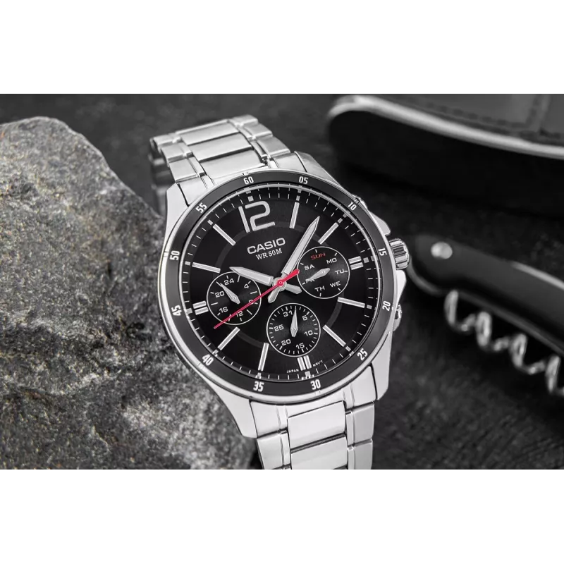 Zegarek męski Casio MTP-1374D-1AV Analogowy Kwarcowy Stal nierdzewna 43,5 mm