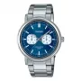 CASIO MTP-E335D-2E1VD Męski Zegarek Analogowy Kwarcowy, Niebieska Tarcza, Stalowa Bransoleta, 47,6 mm