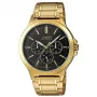 CASIO MTP-V300G-1AUDF Męski Zegarek Analogowy Kwarcowy, 47mm, Koperta ze Stali Szlachetnej Pokryta Jonowo Złotym Odcieniem, Czarna Tarcza, Dzień-Data