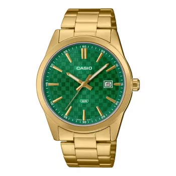 CASIO MTP-VD03G-3AUDF Męski Zegarek Analogowy Kwarcowy 48mm Zielona Tarcza Stal Nierdzewna