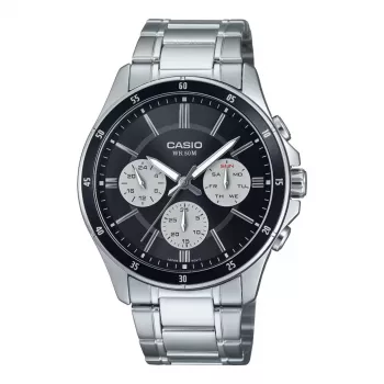 CASIO MTP1374D1A3VD Męski Zegarek Analogowy Kwarcowy z Datownikiem i Dniem Tygodnia, Bransoleta ze Stali Nierdzewnej, Koperta 47mm