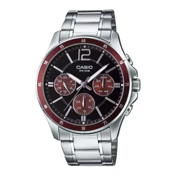 CASIO MTP1374D5AVDF Męski Zegarek Analogowy Kwarcowy Stal Nierdzewna Brązowa Tarcza Srebrny 43,5mm