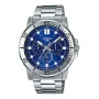 CASIO MTPVD300D2EUD Męski Zegarek Analogowy Kwarcowy 45mm Stal Nierdzewna Niebieska Tarcza