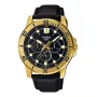 CASIO MTPVD300GL1EU Męski Zegarek Analogowy Kwarcowy 45mm Złoty Stal Nierdzewna Czarna Skóra