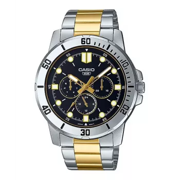 CASIO MTPVD300SG1EU Męski Zegarek Analogowy Kwarcowy 45mm Stal Nierdzewna Dwukolorowy Srebrny/Złoty