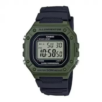 Casio W-218H-3AVDF Cyfrowy zegarek kwarcowy - Zielona żywica, Wodoodporność 50m, Podświetlenie LED