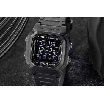 Casio W-800H-1BVES Męski zegarek cyfrowy - wodoszczelność 100 m, mechanizm kwarcowy