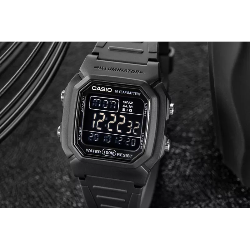 Casio W-800H-1BVES Męski zegarek cyfrowy - wodoszczelność 100 m, mechanizm kwarcowy
