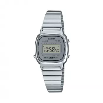 Casio Damski zegarek cyfrowy LA670WA-7 – 30mm srebrna stal nierdzewna