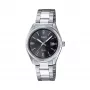 Zegarek analogowy CASIO LTP1302PD1A1V dla kobiet, kwarcowy, stal nierdzewna srebrna, czarna tarcza, wodoszczelność 50 m