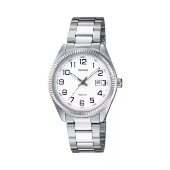 Zegarek analogowy CASIO LTP1302PD7BVE dla kobiet, koperta ze stali nierdzewnej 34,5 mm, srebrna tarcza, datownik