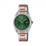 Zegarek analogowy CASIO LTP1302PRG3AV dla kobiet, 34,5 mm, koperta ze stali nierdzewnej w kolorze różowego złota, zielona tarcza