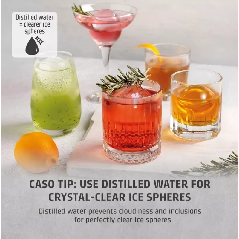CASO IceBall Pro Automatyczna kostkarka do lodu – 130 W, 1,3 l, czerń matowa