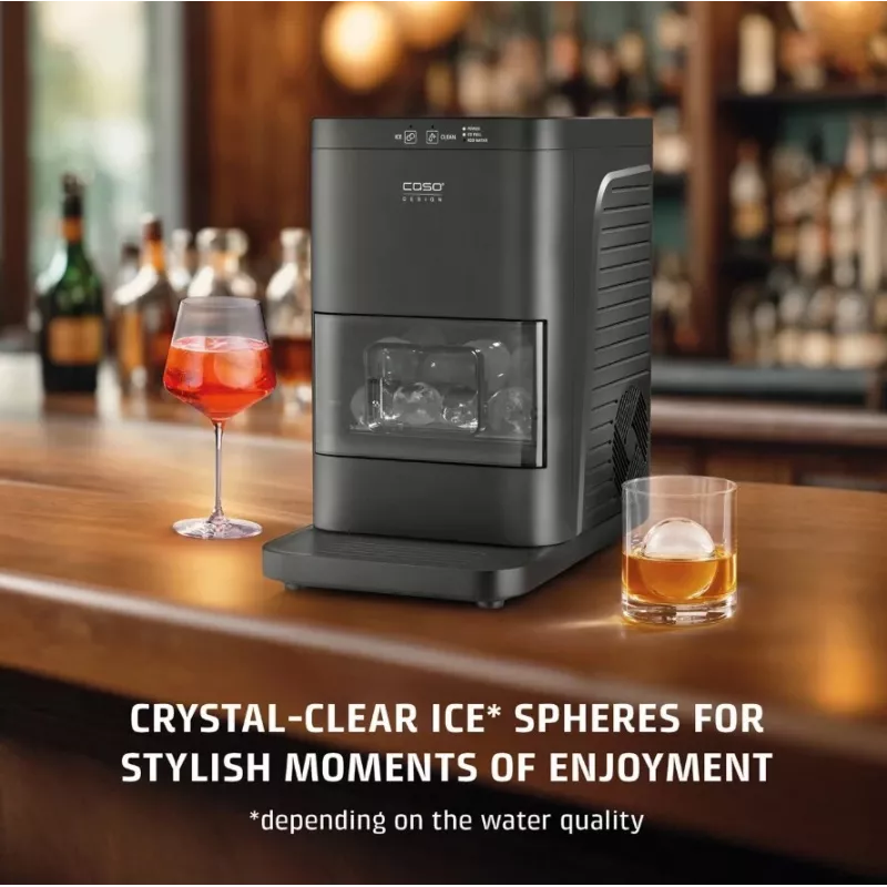 CASO IceBall Pro Automatyczna kostkarka do lodu – 130 W, 1,3 l, czerń matowa