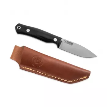 Nóż bushcraftowy Casström No.8 SFK z ostrzem stałym, rękojeść z czarnego Micarty, stal 14C28N