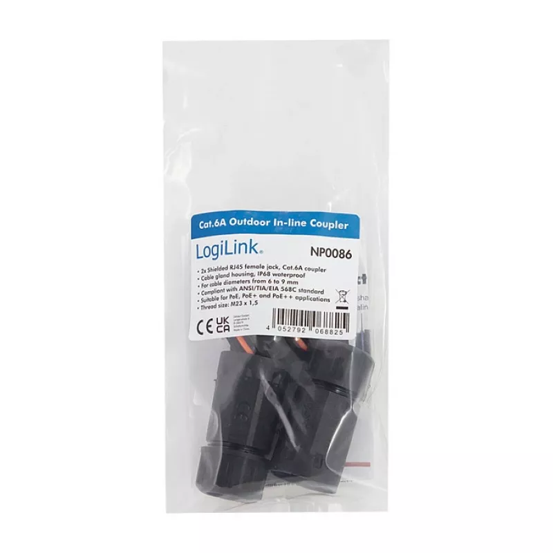 CAT6a złącze zewnętrzne IP68 RJ45 żeńskie-żeńskie ekranowane łącznik Ethernet