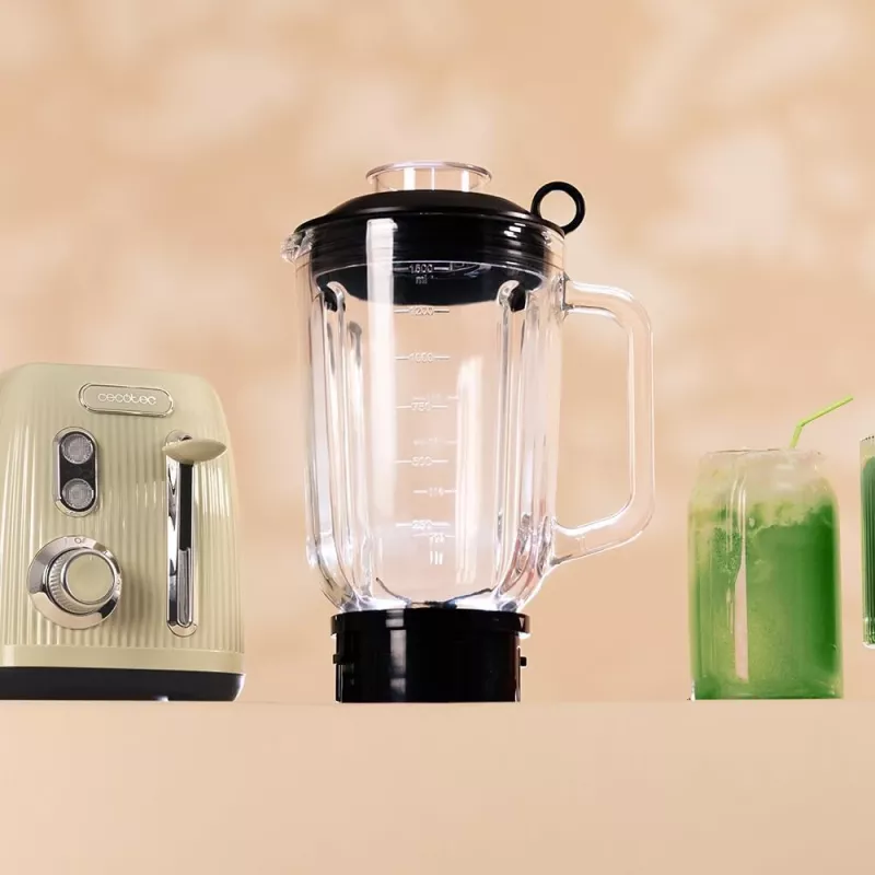 Cecotec Blender Power Black Titanium RetroGreen, 1200 W, 1.5 L Szklany Dzbanek, Zielony