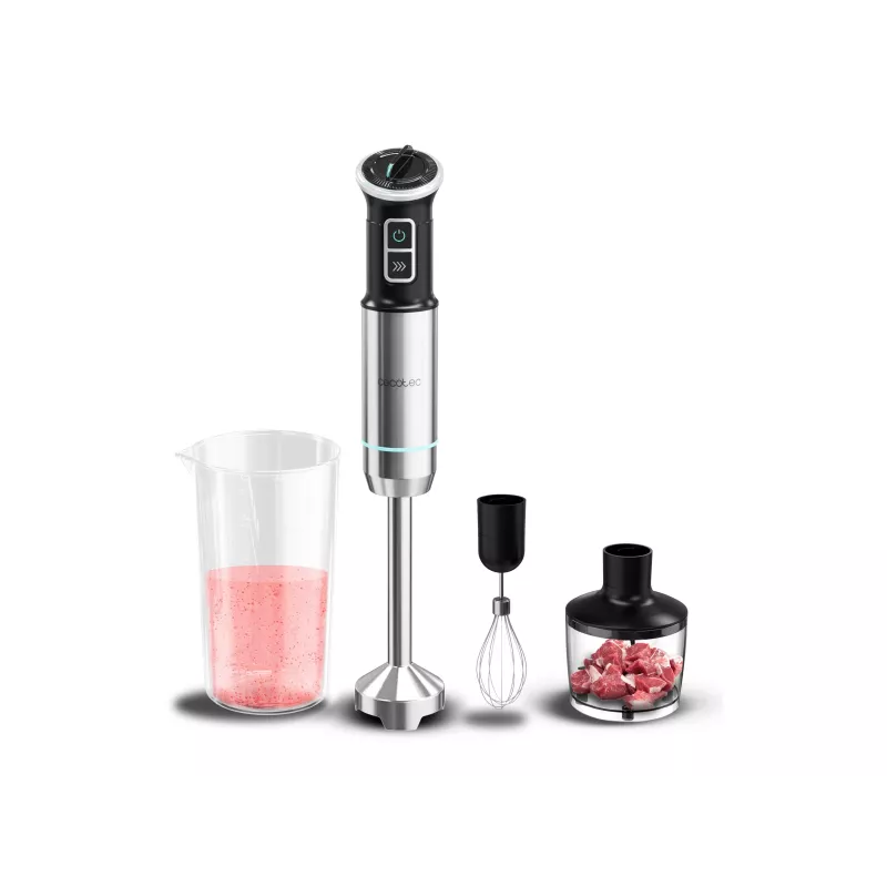 Cecotec Power Neutron 1100MAX Cream&Crush Blender Ręczny 1100W Regulowana Prędkość Turbo Siekacz Czarny/Srebrny