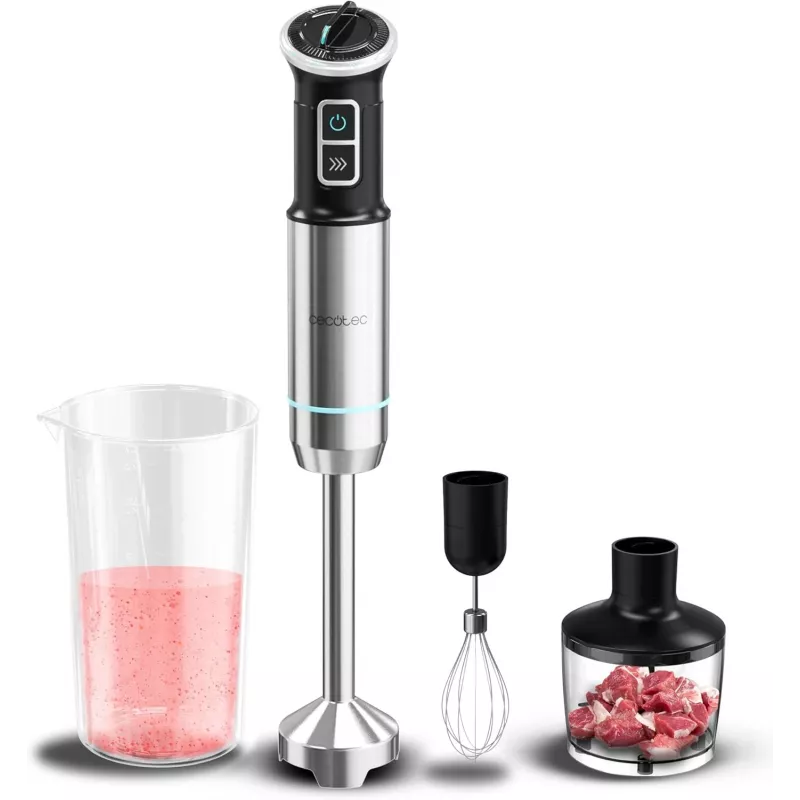 Cecotec Power Neutron 1100MAX Cream&Crush Blender Ręczny 1100W Regulowana Prędkość Turbo Siekacz Czarny/Srebrny