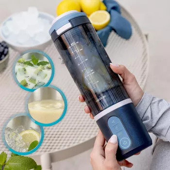 Cecotec Power Titanium Shake2Go Blender Przenośny, 180 W, Dzbanek Bez BPA, 0,6 L, Lagoon