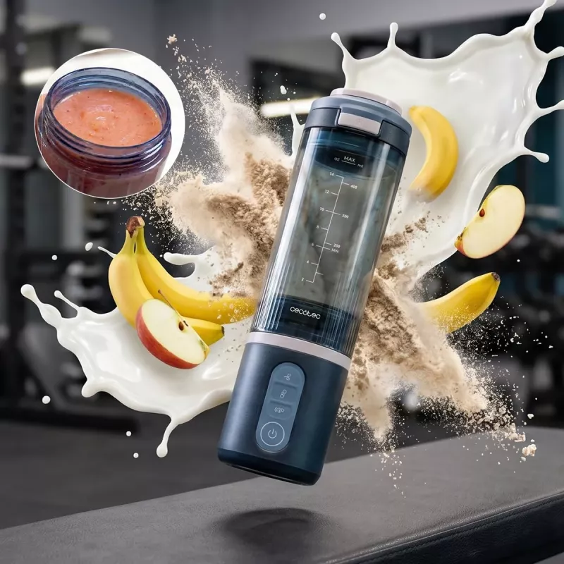 Cecotec Power Titanium Shake2Go Blender Przenośny, 180 W, Dzbanek Bez BPA, 0,6 L, Lagoon